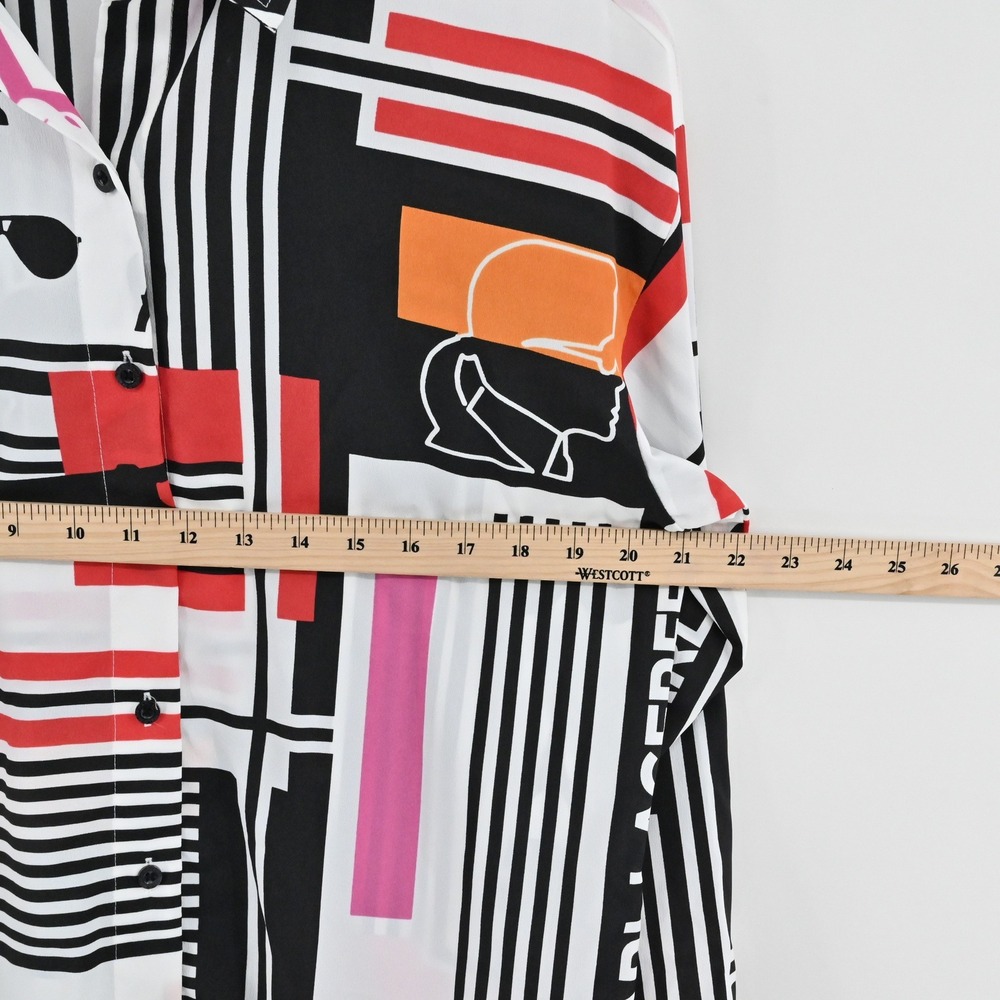 Karl Lagerfeld Paris Button Down Shirt Womens Size XS Pop Art Graphic Maximalist - Picture 3 of 9